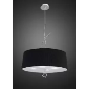 Image of Diyas - Mara pendant lamp 4 bulbs E27 round, polished chrome with Black lampshade
