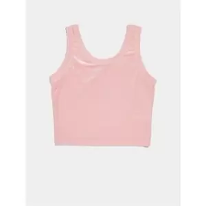 Image of Skinny Dip Velvet Crop Vest - Pink