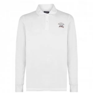 Image of Paul And Shark Crew Basic Long Sleeve Polo Shirt - White 010