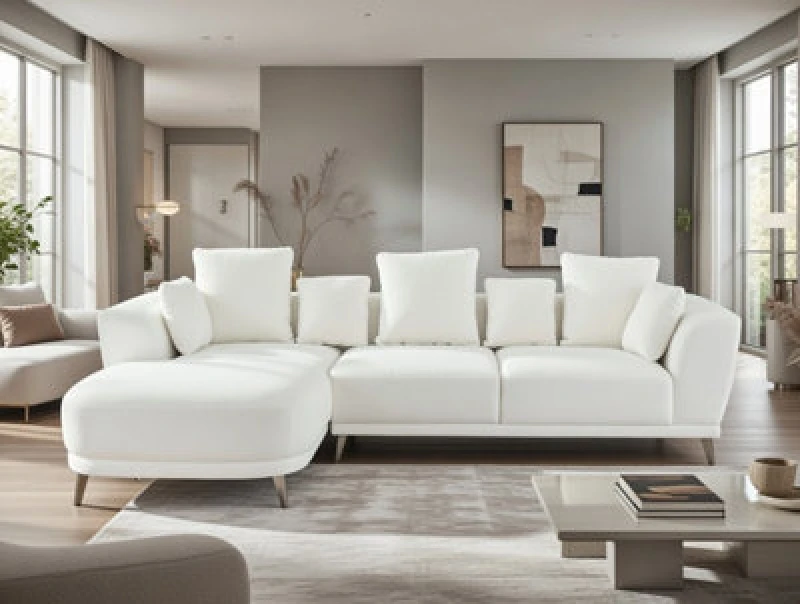 Image of DS Living The 3 Seater Nova Lounger Right Corner Sofa in Cream Cream Unisex