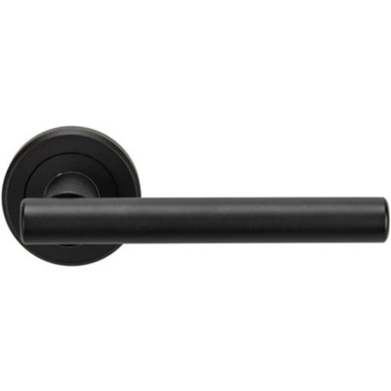 Image of Loops PAIR Straight T Bar Handle on Round Rose Concealed Fix Matt Black Finish Black