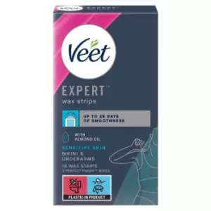 Image of Veet Expert Wax Strips Bikini & Underarm Sensitive, One Size