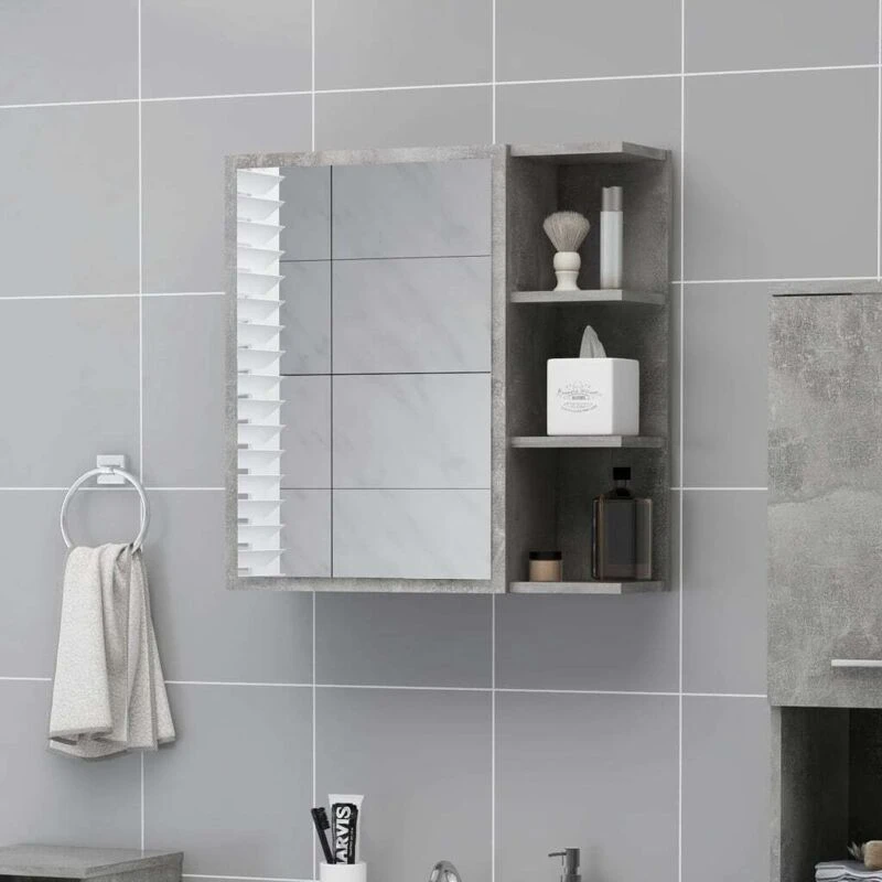 Image of VIDAXL Bathroom Mirror Cabinet Concrete Grey 62.5x20.5x64cm Engineered Wood Vidaxl 8720286212257