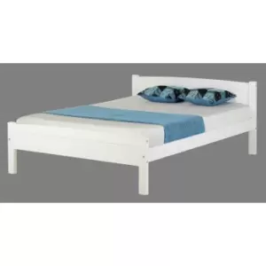 Image of Amber Solid Wood 4ft6 Single Bed Frame In White - Seconique