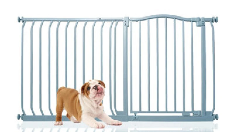 Image of Bettacare Curved Top Dog Gate, 134Cm - 143Cm, Matt Grey, Pressure Fit Pet Gate For Dog And Puppy, Pet And Dog Barrier