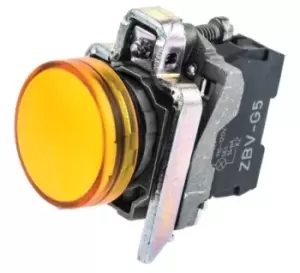 Image of Schneider Electric, Harmony XB4, Panel Mount Orange LED Pilot Light, 22mm Cutout, IP66, IP67, IP69, IP69K, 120 V ac
