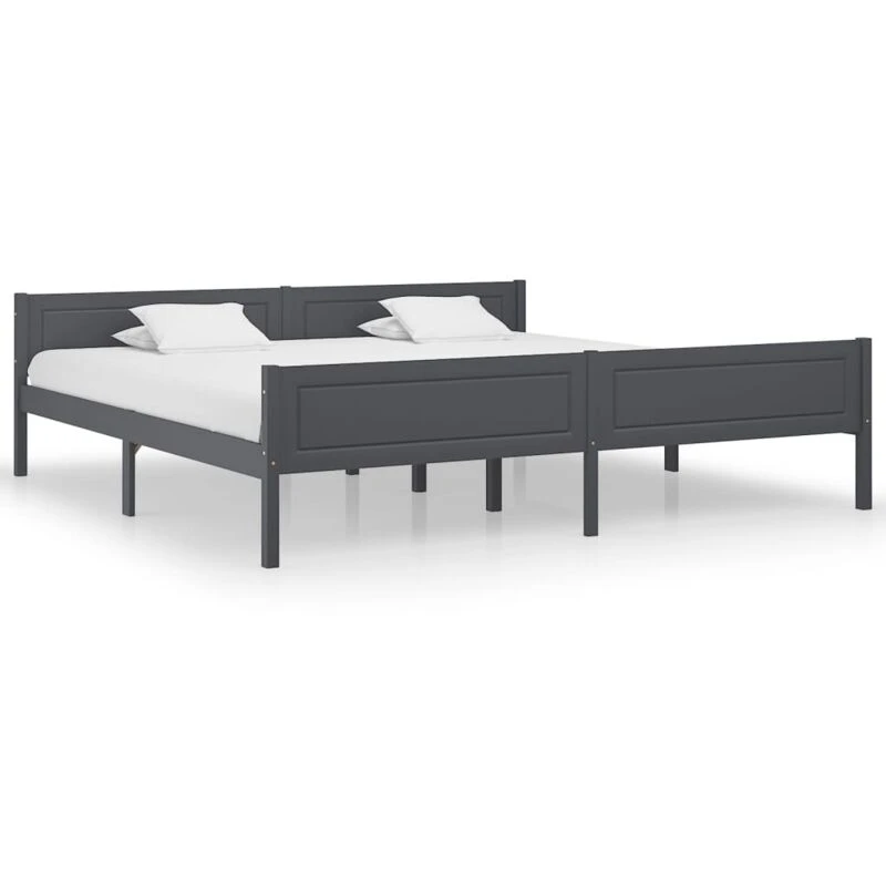Image of Vidaxl Bed Frame Solid Pinewood Grey 200X200 Cm, Grey 322130