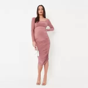 Image of Missguided Maternity Square Neck Bodycon Dress - Pink
