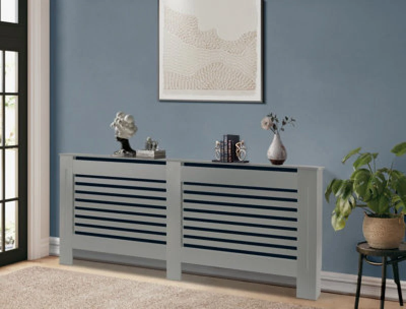 Image of Groundlevel Grey Wooden Radiator Cover - 172Cm X 82Cm X 19Cm