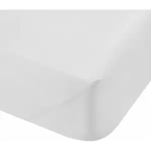 Image of 100% Cotton Percale 200 Thread Count Extra Deep Fitted Sheet, White, Single - Bianca