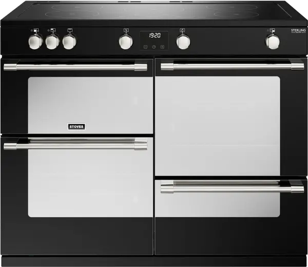 Image of Stoves Sterling Deluxe ST DX STER D1100Ei TCH BK Electric Range Cooker with Induction Hob - Black - A/A/A Rated