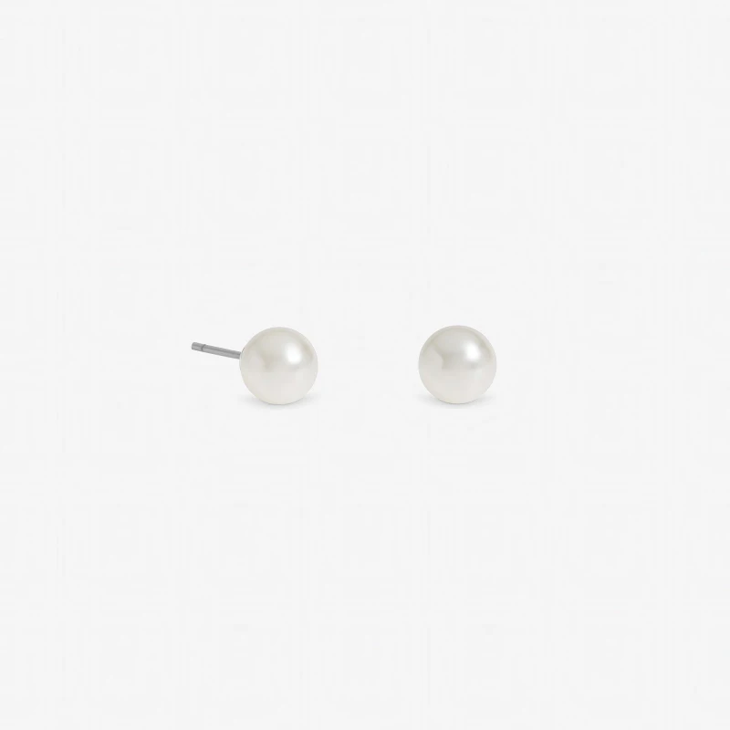 Image of Jon Richard Womens Silver Plated Small White Pearl Stud Earrings Silver Female One Size