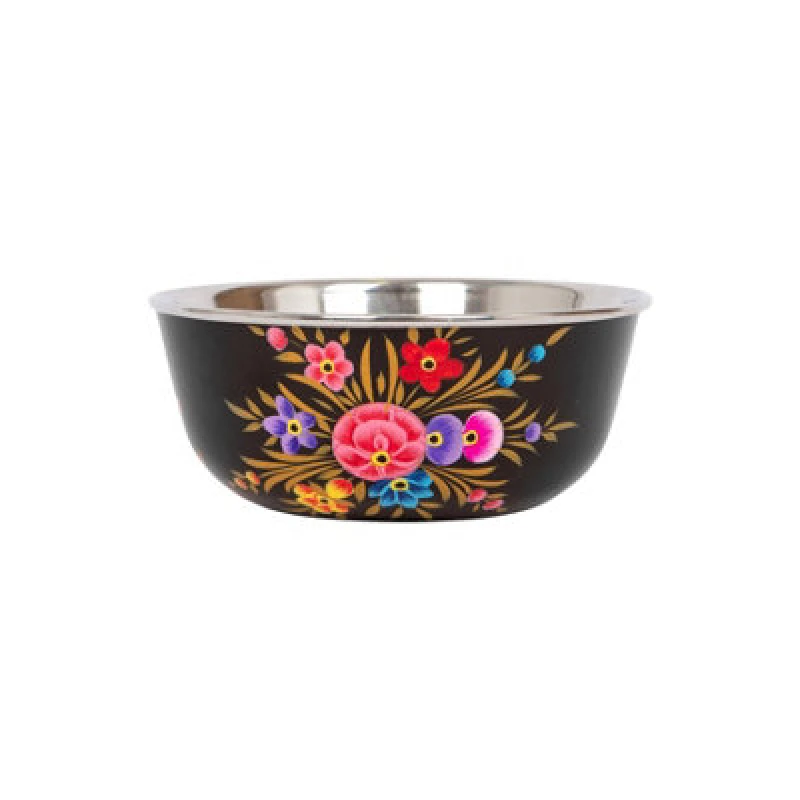Image of Billycan Hand-Painted Picnic Snack Bowl - 14.5Cm - Carbon Pansy