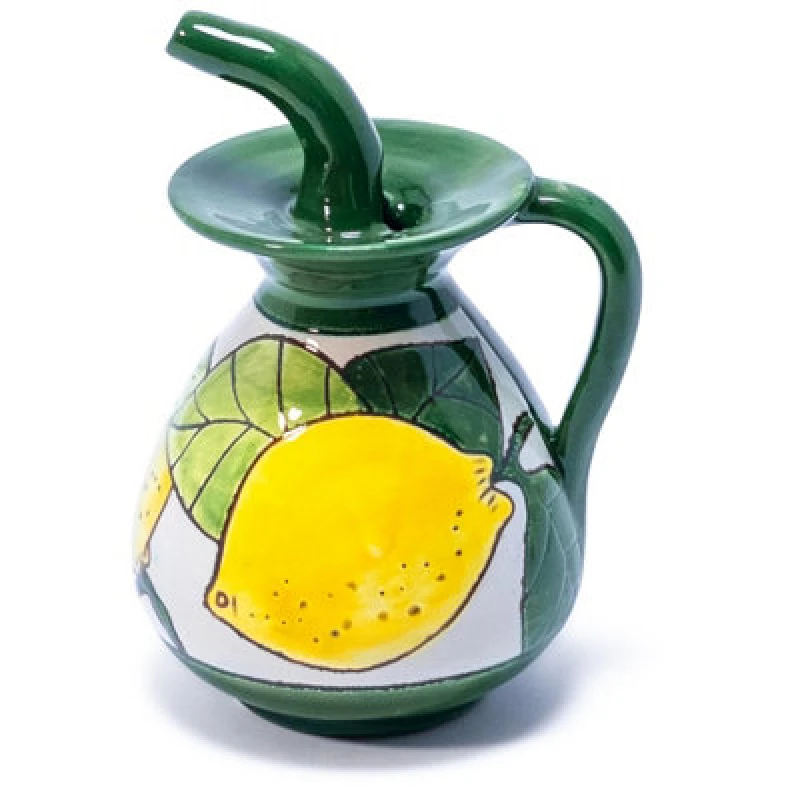 Image of Verano Spanish Ceramics Signature Hand Painted Lemons Traditional Ceramic Kitchen Dining Fluted Pourer (H) 20cm Multi unisex