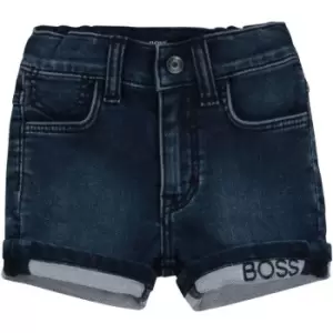 Image of Boss Denim fleece Bermuda shorts - Blue