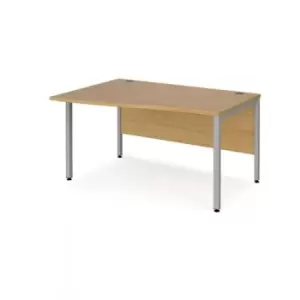 Image of Office Desk Left Hand Wave Desk 1400mm Oak Top With Silver Frame Maestro 25 MB14WLSO