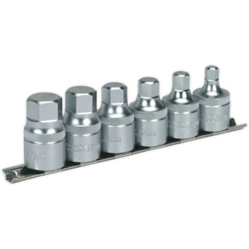 Image of Loops 6pc STUBBY Hex Key Socket Bit Set - 1/2" Square Drive Short Shaft S2 Steel Allen Metallics