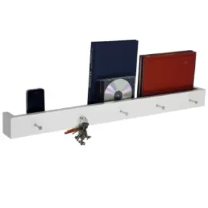 Image of Techstyle Ellis Wall Mounted 80Cm Floating 5 Coat Hook Shelf / Bathroom Storage White