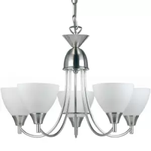 Image of Hanging Ceiling Pendant Light SATIN CHROME 5x Shade Lamp Bulb Holder Fitting