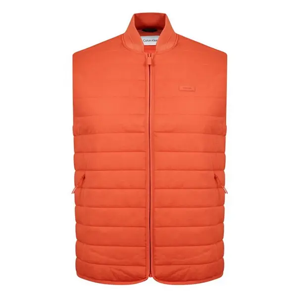Image of Calvin Klein Quilted Crinkle Vest - Orange S