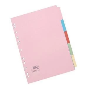 Image of 5 Star Office A3 File Dividers 5 Part Landscape Assorted Colours