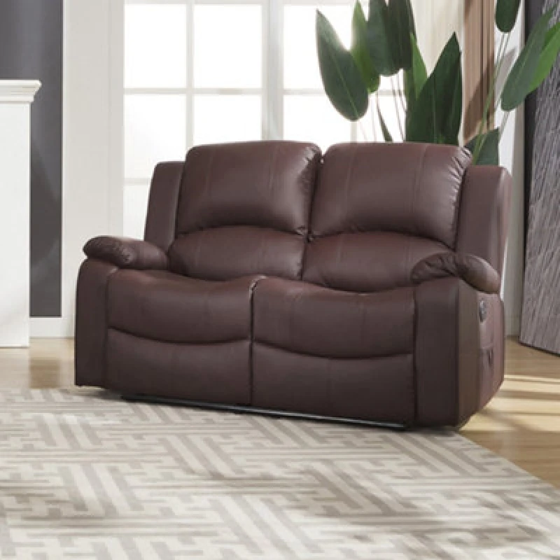 Image of Glendale 150Cm Wide 2 Seat Brown Bonded Leather Electrically Operated 2 Seat Recliner Sofa