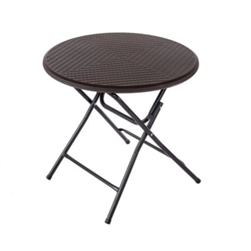 Image of Oypla 80Cm Round Folding Heavy Duty Outdoor Rattan Patio Garden Bistro Table