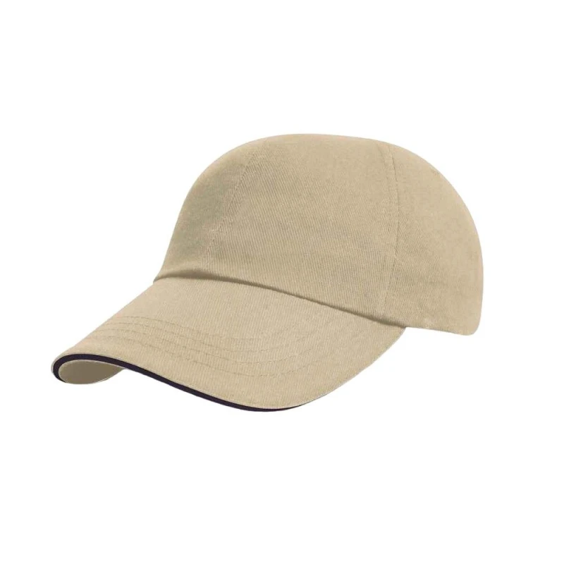 Image of Result Womens Heavy Brushed Cotton Sandwich Peak Baseball Cap in Natural Natural Female One Size