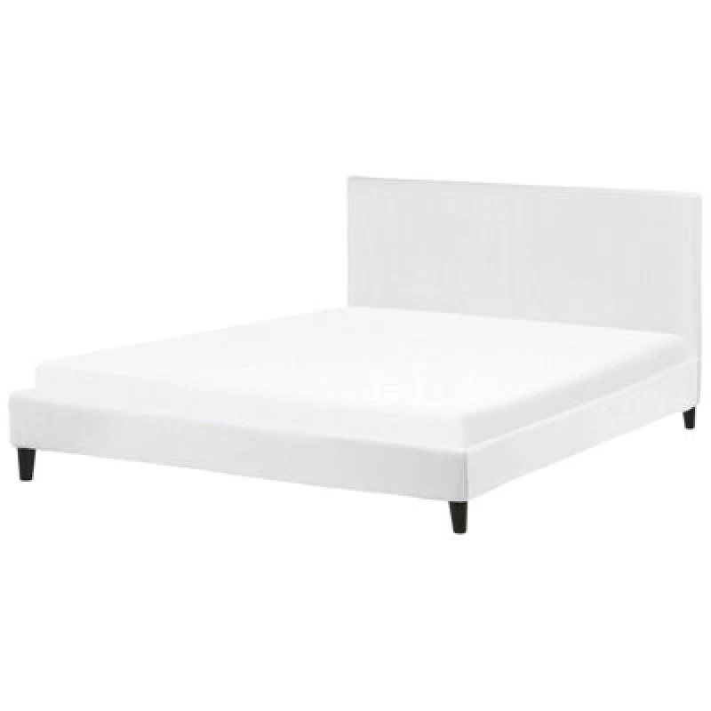 Image of Beliani Bed Velvet Fitou 180 X 200 Cm (Eu Super King) White