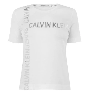 Image of Calvin Klein Jeans Grid Logo T Shirt - YAF White