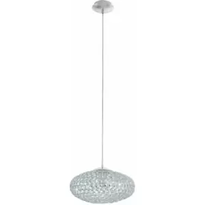 Image of Pendant Ceiling Light Colour Chrome Plated Shade Clear Crystal Bulb E27 1x60W