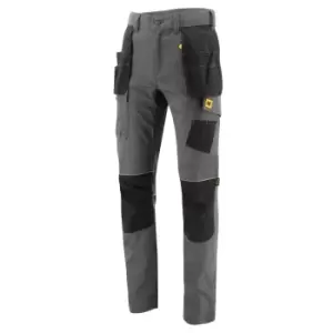 Image of Caterpillar Mens Stretch Cut Pocket Slim Work Trousers (30R) (Dark Shadow/Black)