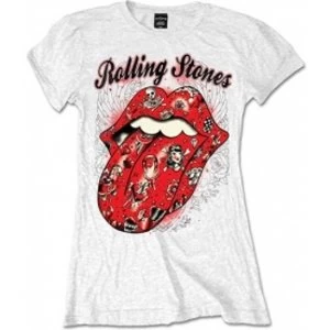 Image of Rolling Stones Tattoo Flash White Ladies T Shirt: Small