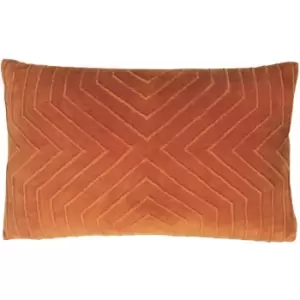 Image of Furn Mahal Geometric Pleat 100% Cotton Cushion Cover, Rust, 30 x 50 Cm
