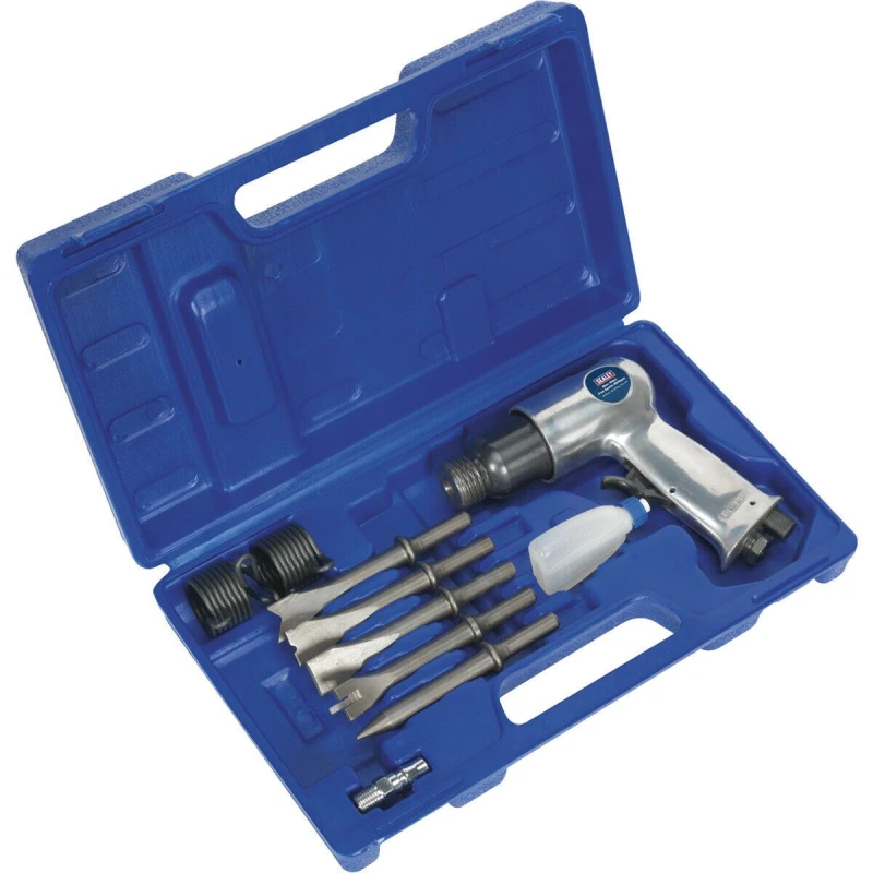 Image of Loops Medium Stroke Air Hammer & Chisel Kit - 1/4" BSP - 32mm Stroke - Storage Case Metallics