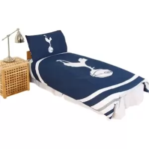 Image of Tottenham Hotspur FC Official Pulse Design Reversible Duvet And Pillowcase Set (Single) (Navy/White) - Navy/White
