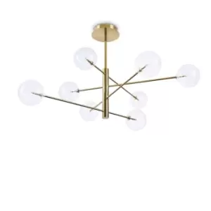 Image of EQUINOXE 8 Light Multi Arm Semi Flush Ceiling Lamp Brass