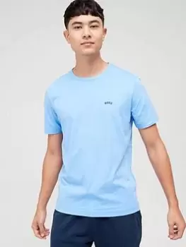 Image of BOSS Curved Logo T-Shirt - Bright Blue, Bright Blue, Size S, Men