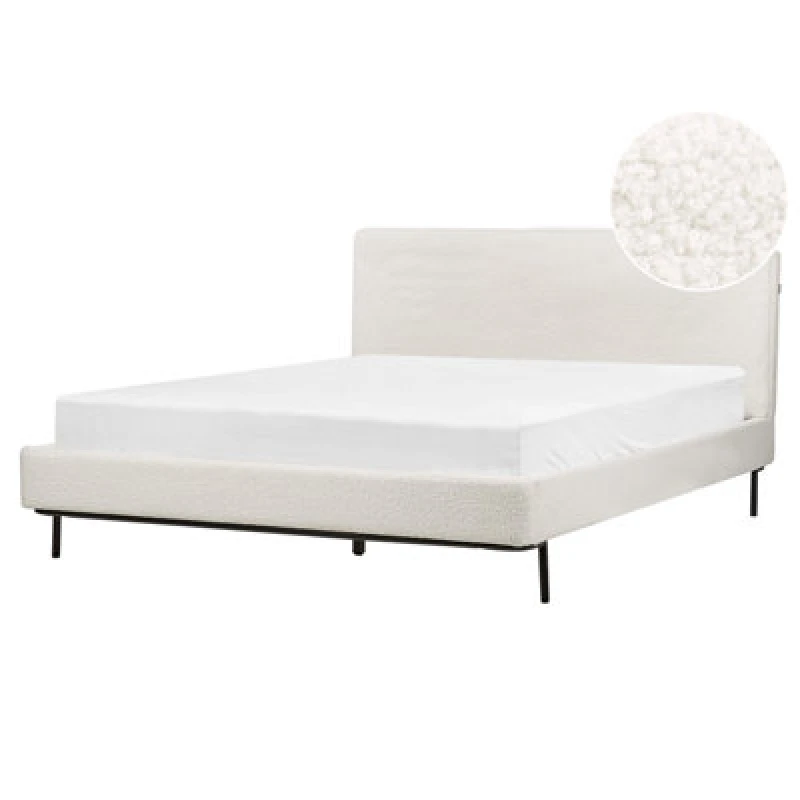 Image of Beliani Bed Boucle Corio 160 X 200 Cm (Eu King Size) Off-White