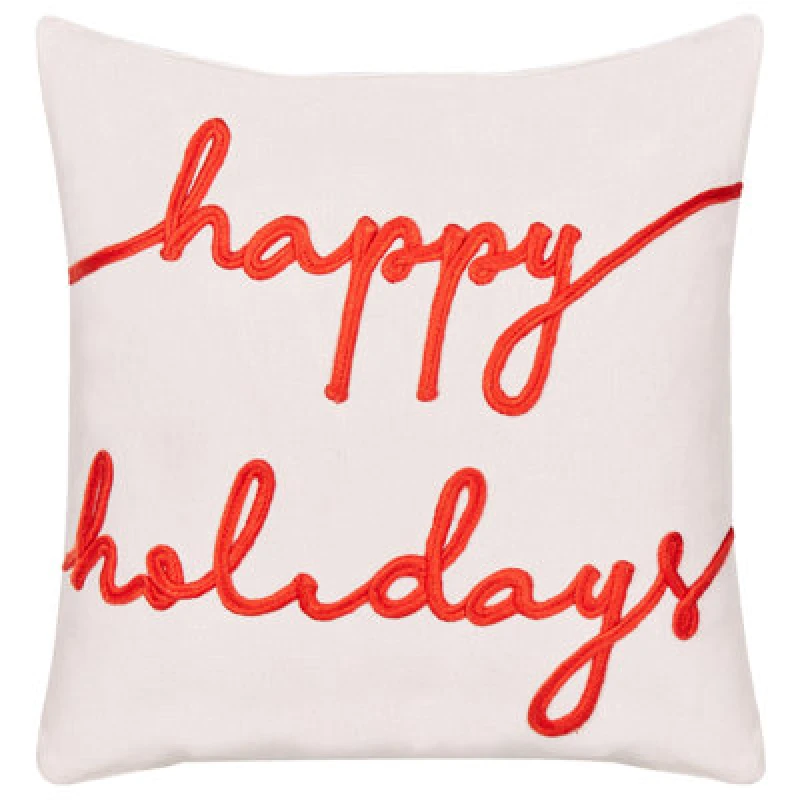 Image of Beliani Throw Cushion Exacum Velvet 45 X 45cm White Christmas Motif