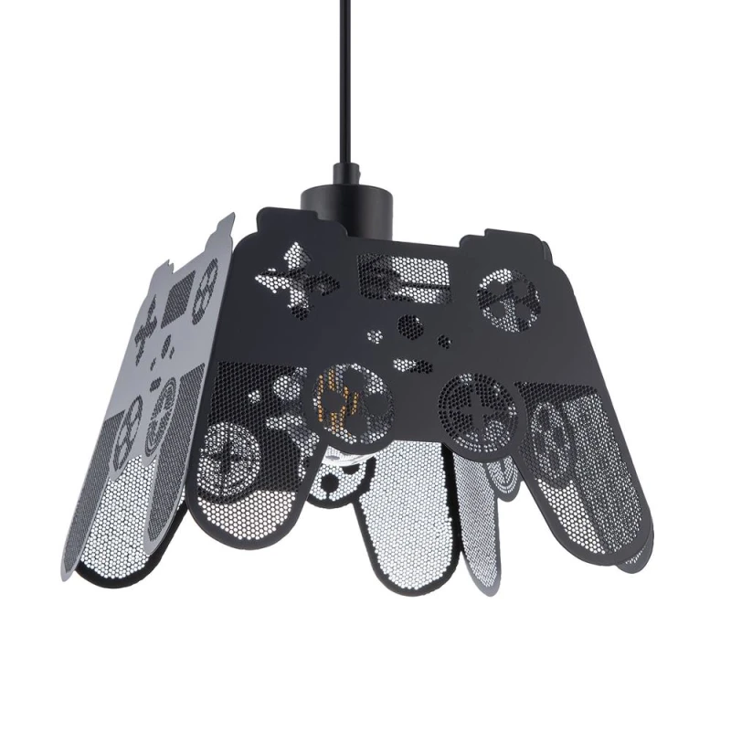Image of Happy Homewares Modern Matte Black Game Controller Pendant Shade with Laser Cut Holes Black Unisex