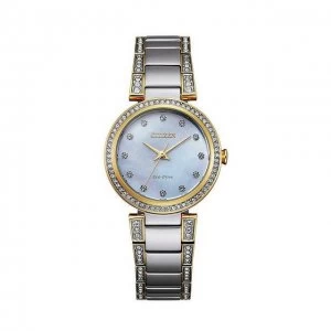 Image of Citizen Pearl And Silver Silhouette Crystal' Eco-Drive Fashion Watch - Em0844-58D - multicoloured
