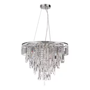 Image of Spa Pro Bresna 6-Light Pendant Light Crystal Glass and Chrome