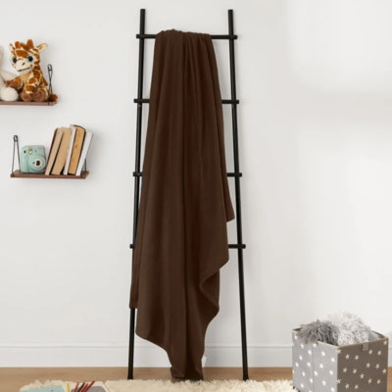 Image of OHS OHS Warm Plain Fleece Throw Over Bed Blanket in Chocolate Size: 200cm x 240cm Chocolate 200cm x 240cm Unisex 5027434156689
