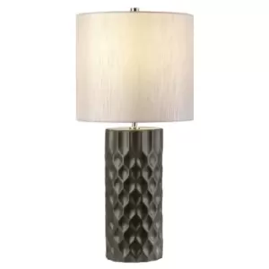 Image of Table Lamp Steel Shade Polished Nickel Finial Graphite Finish LED E27 60W Bulb