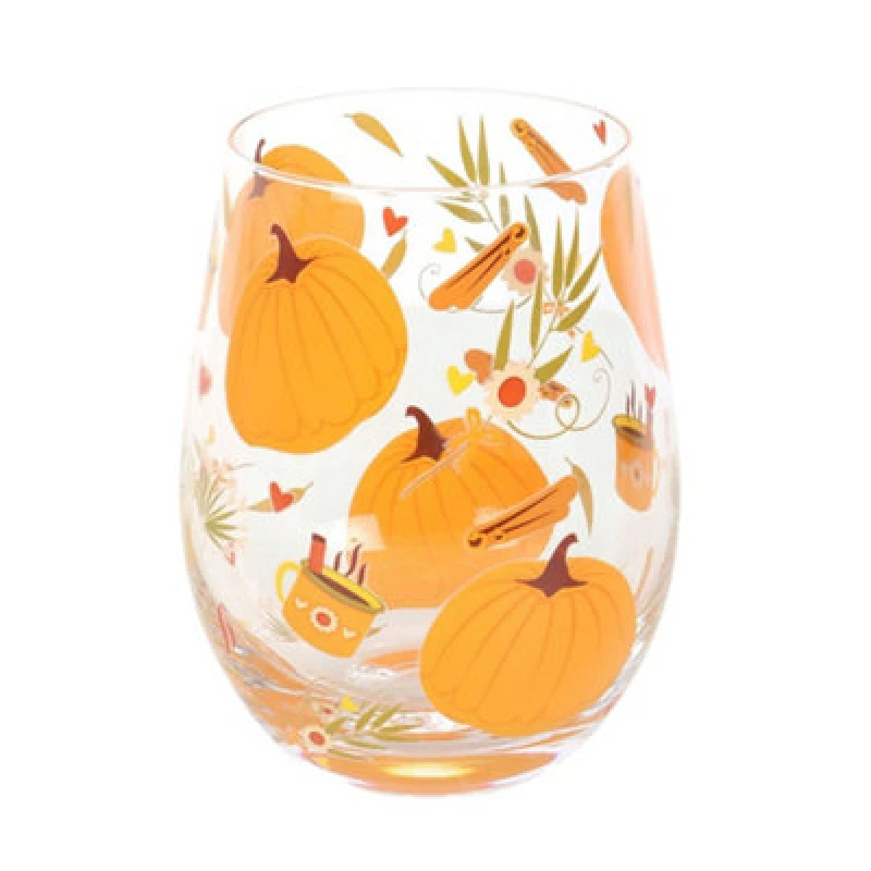 Image of Something Different Something Different Autumn Days Print Stemless Glass in Orange Orange One Size Unisex 5063703960229