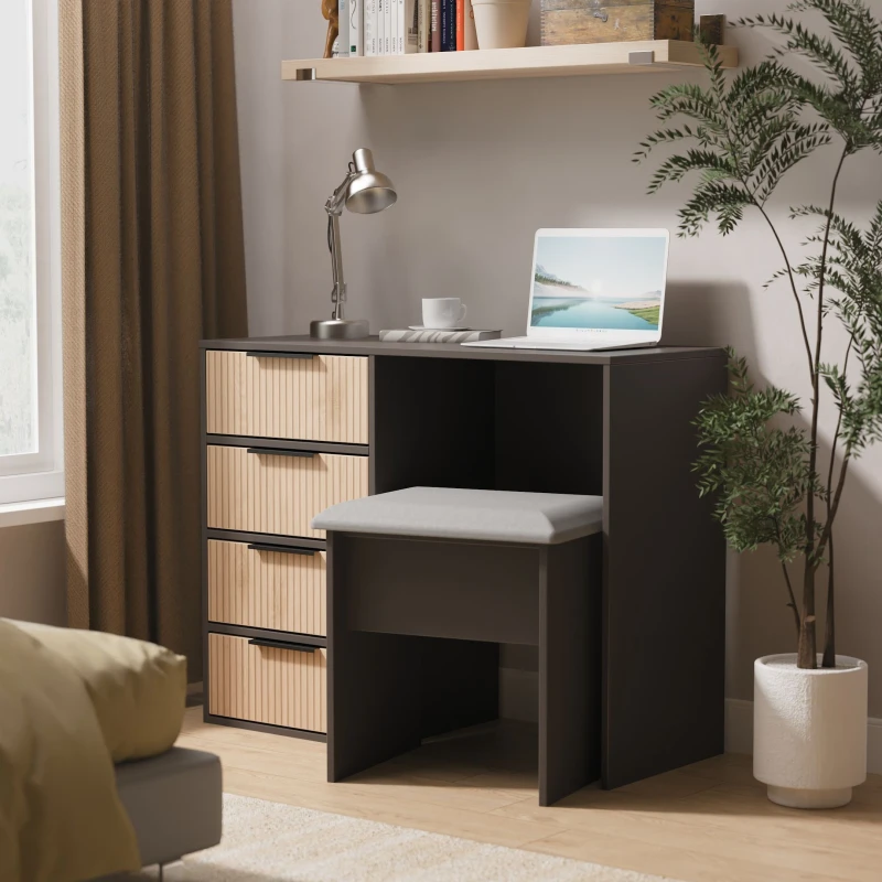 Image of Ready Assembled 2 U Fuji 4 Drawer Vanity (Ready Assembled) in Grey Grey Unisex