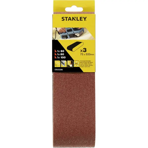Image of Stanley Belt Sander Belts 75x533 Mixed - STA33206-XJ
