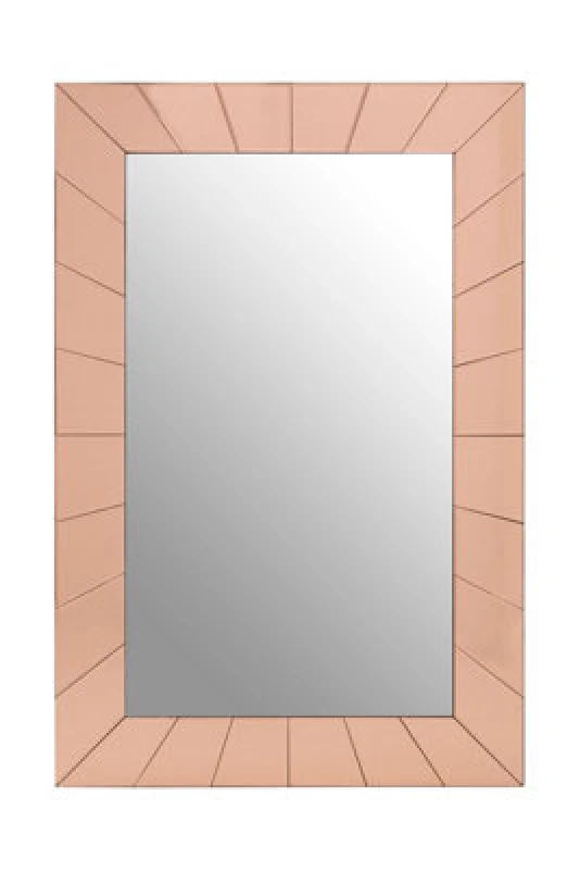 Image of Orsina Reflective Rose Gold Finish Earl Wall Mirror, Rectangular Decorative Mirror, Metallic Indoor Accent Mirror
