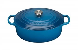 Image of Le Creuset Signature Oval Casserole 27cm Marseille Blue